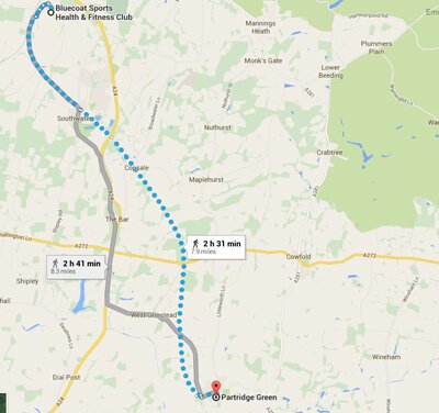 Running route from Bluecoat Sports to Partridge Green