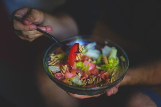 Bowl of pasta and salad