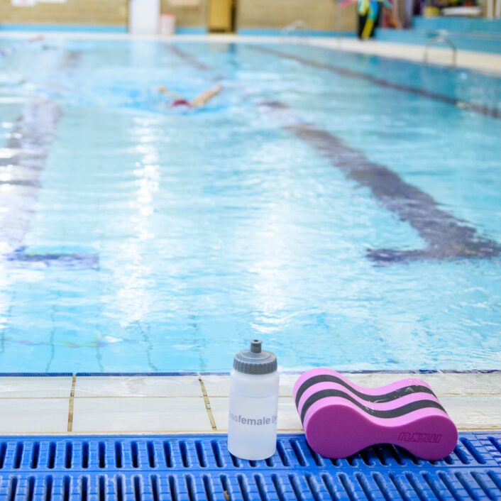 Bluecoats swimming pool with water and float at the side