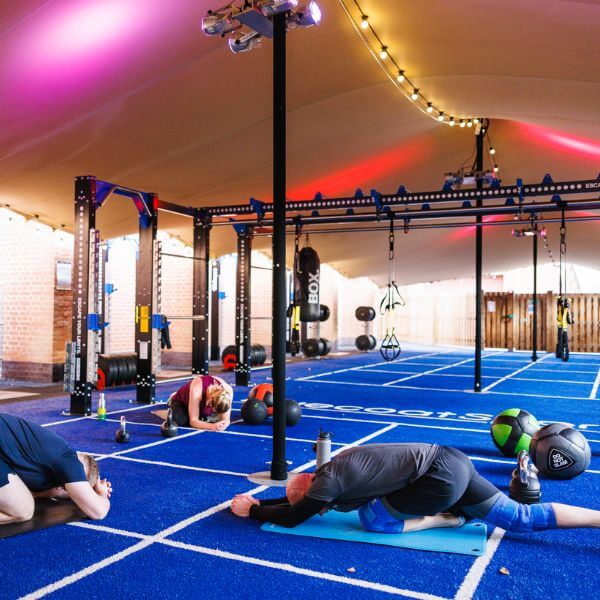 People working out in Bluecoat Sports fitness yard