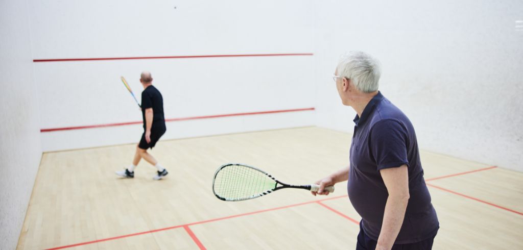 two men playing squash