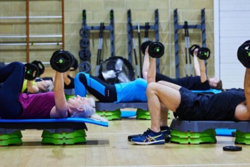 People doing a body pump class at Bluecoat Sports