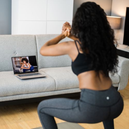 Woman doing a home workout