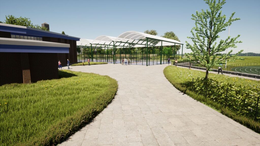 Mock up of entry to padel courts at Bluecoat Sports
