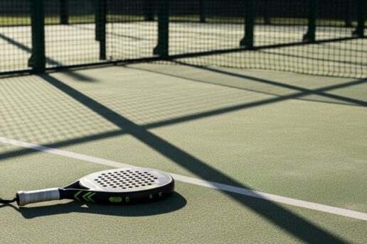 padel racket on green court