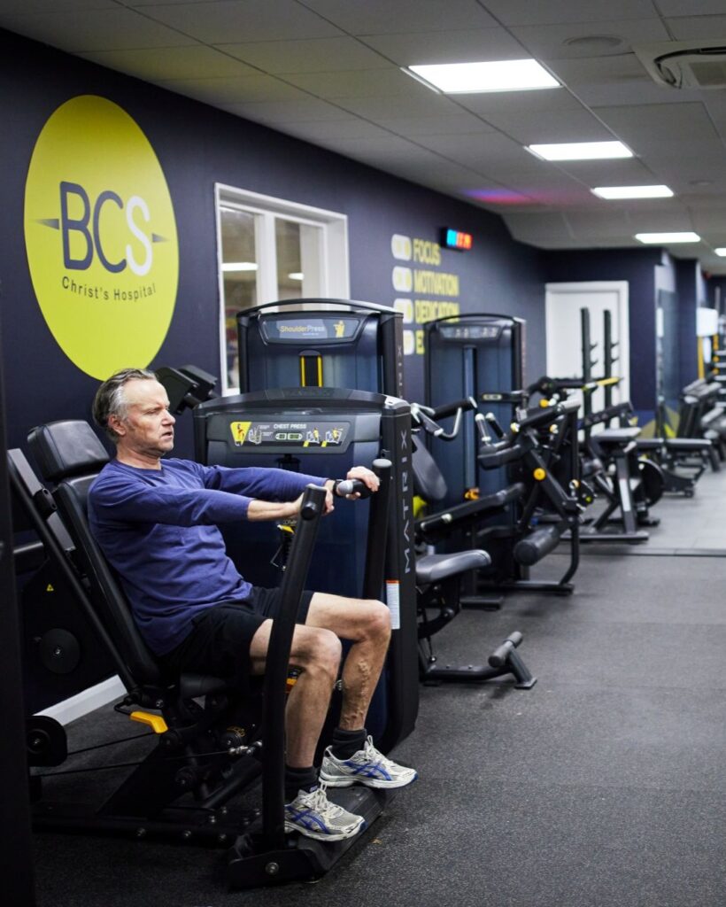 man working out in bluecoat sports gym