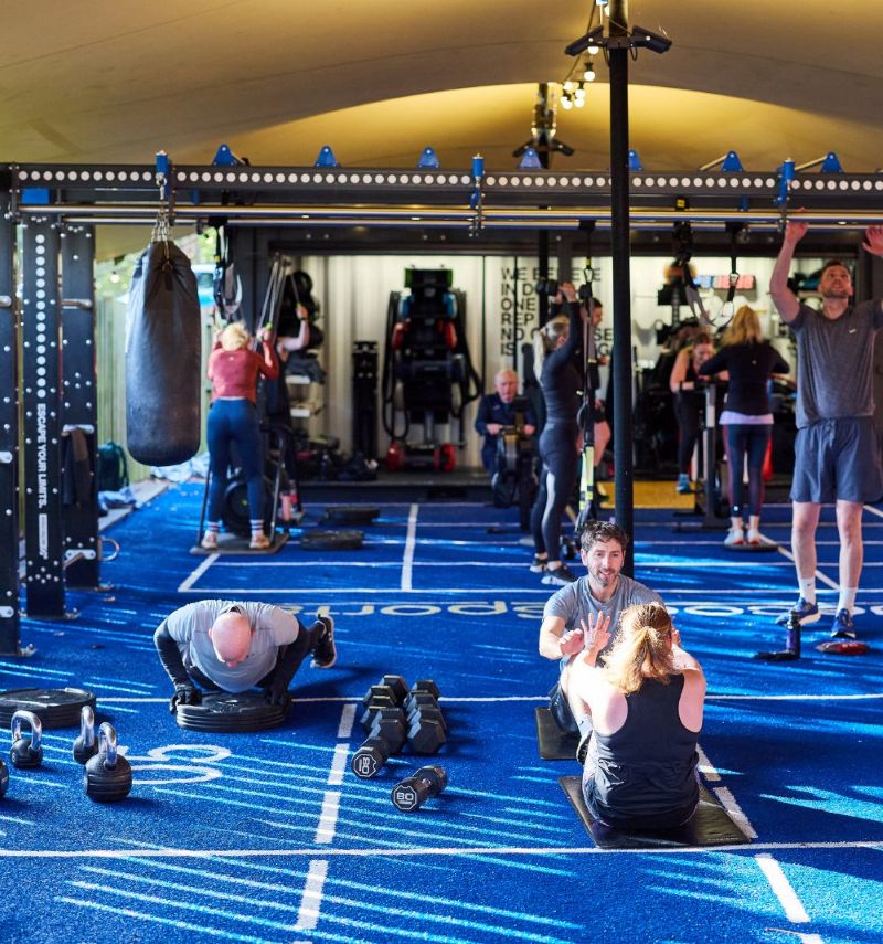 fitness class in the outdoor fitness yard