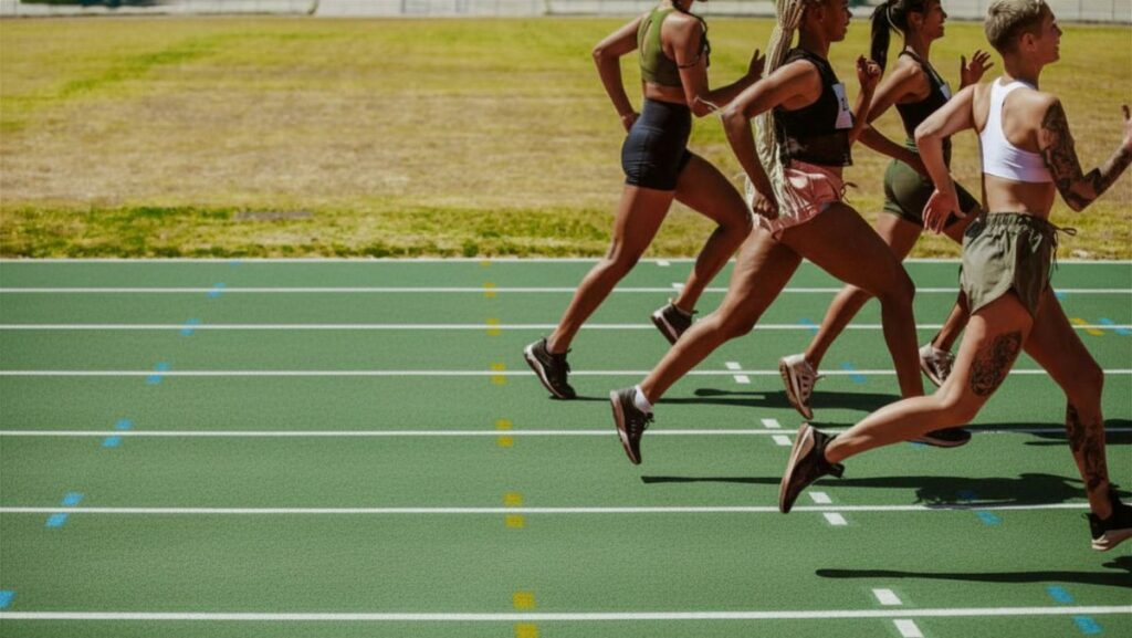 women on running track