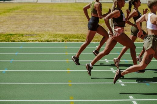 women on running track