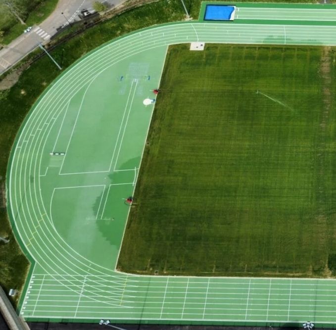 bluecoat sports 400m athletics track aerial view