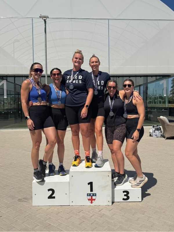 yard games ladies doubles podium