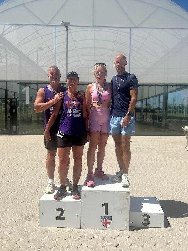 yard games mixed doubles podium